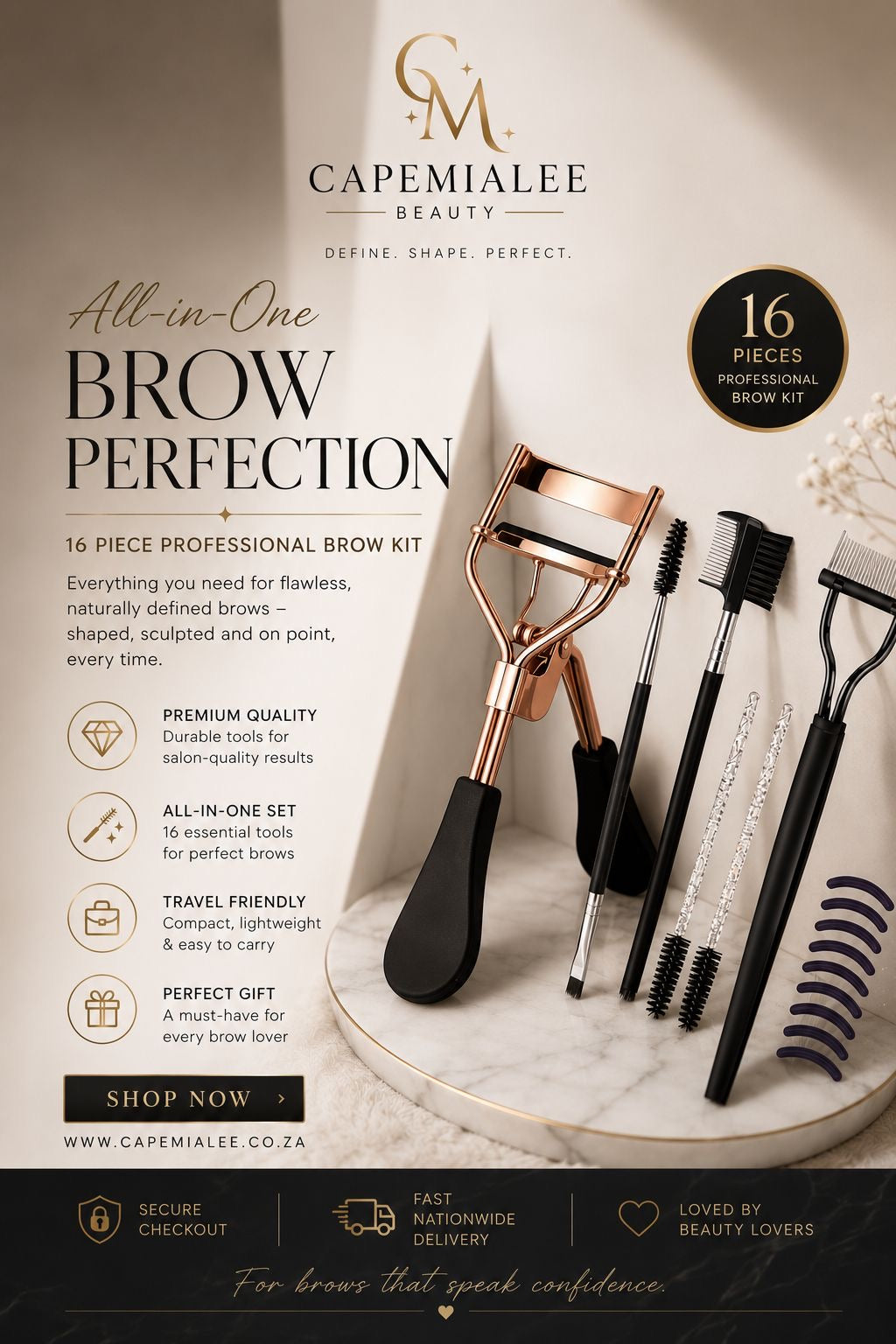 The Brow & Lash Perfection Kit™ - 16 Piece Luxury Beauty Set